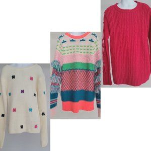 Three Girls Sweaters (Cat & Jack, Pink Angel) Size 10-12